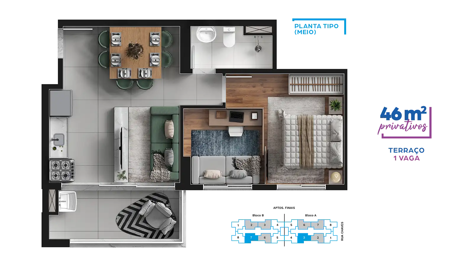 Planta Tipo 01 - 46m²